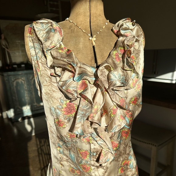 Anne Klein Floral Ruffle Sleeveless Top XL - Picture 1 of 7